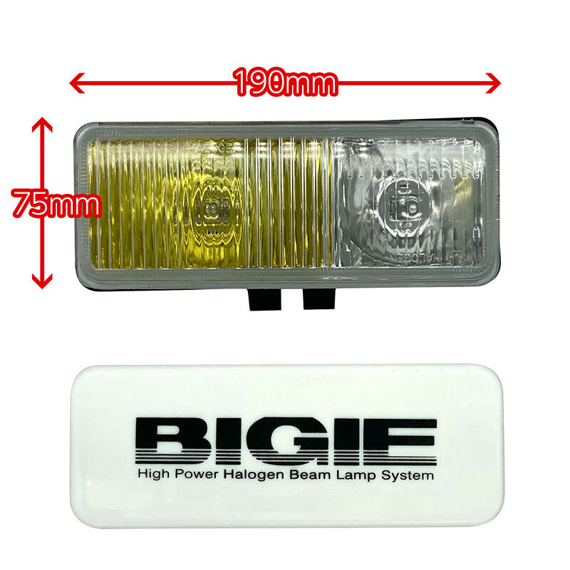 汎用 角型フォグランプ クリアー&イエロー ツインガラスレンズ カバー付き DLAA LA-8024 190×75×79mm 左右セット_画像2