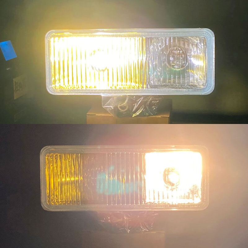 汎用 角型フォグランプ クリアー&イエロー ツインガラスレンズ カバー付き DLAA LA-8024 190×75×79mm 左右セット_画像6