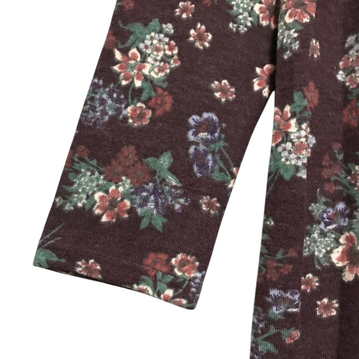 ■新品■ フラワー柄 長袖 チュニック Mサイズ 柔らか 花柄 あずき色 秋 冬 春 カットソー 起毛 フランネル風 レディース 婦人 ミセス 109_画像4