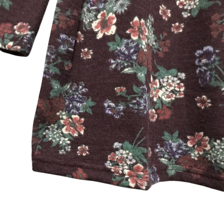 ■新品■ フラワー柄 長袖 チュニック Mサイズ 柔らか 花柄 あずき色 秋 冬 春 カットソー 起毛 フランネル風 レディース 婦人 ミセス 109_画像5