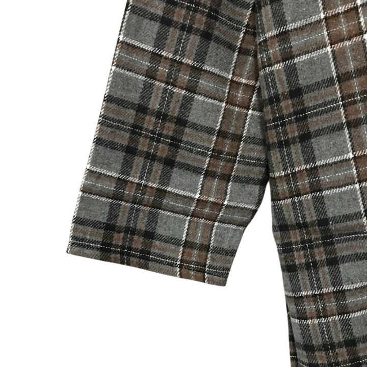 ■新品■ チェック柄 長袖 チュニック 3Lサイズ 大きいサイズ 秋冬 グレー 茶白黒 カットソー 起毛 フランネル レディース 婦人 ミセス 105_画像5