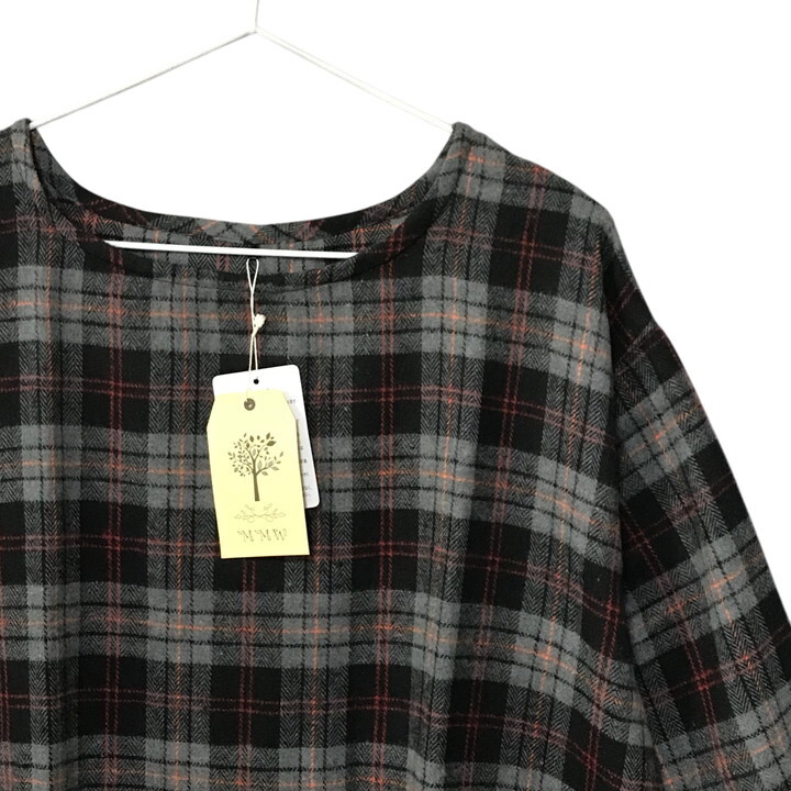 ■新品■ チェック柄 長袖 チュニック 3Lサイズ 大きいサイズ 秋 冬 春 グレー 赤 カットソー 起毛 フランネル レディース 婦人 ミセス 103_画像4