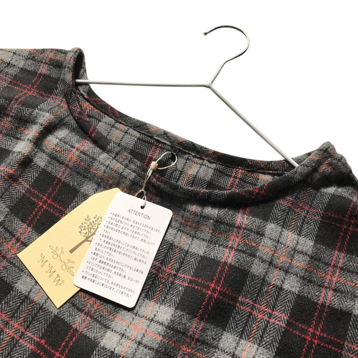 ■新品■ チェック柄 長袖 チュニック 3Lサイズ 大きいサイズ 秋 冬 春 グレー 赤 カットソー 起毛 フランネル レディース 婦人 ミセス 103_画像7