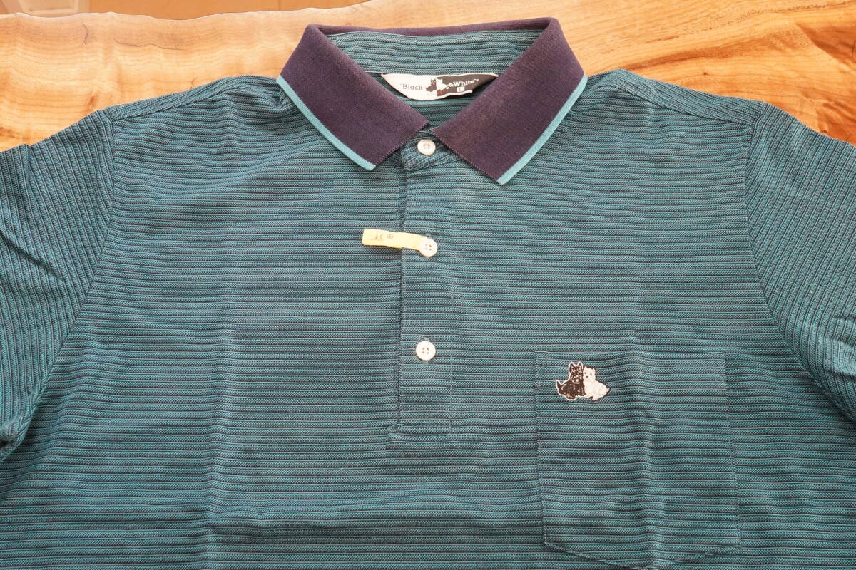 クリーニング済み Black＆White ブラックアンドホワイト 長袖 ポロシャツ メンズ L ゴルフウェア 美品 中古品 現状品 保管品_画像2