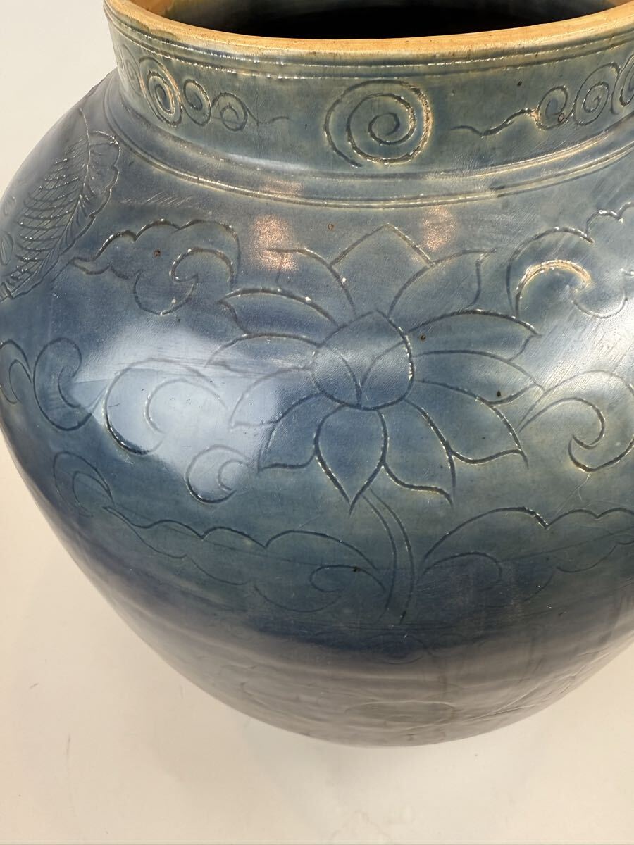 李朝瑠璃　中国瑠璃　 花瓶 壷 時代物_画像5