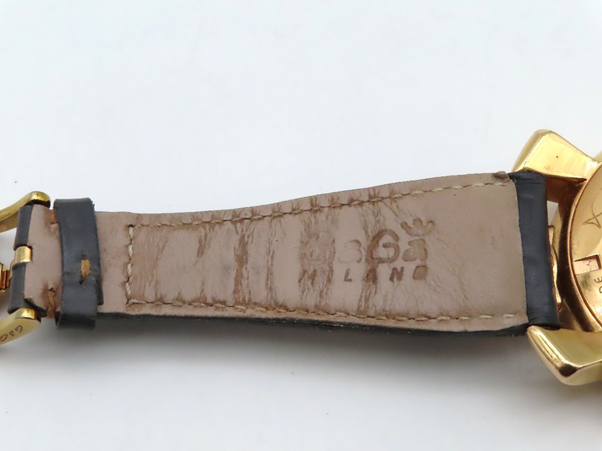 1円 ガガミラノ 44212 GP/革 グレー文字盤 メンズ 稼働 手巻 2799302_画像5