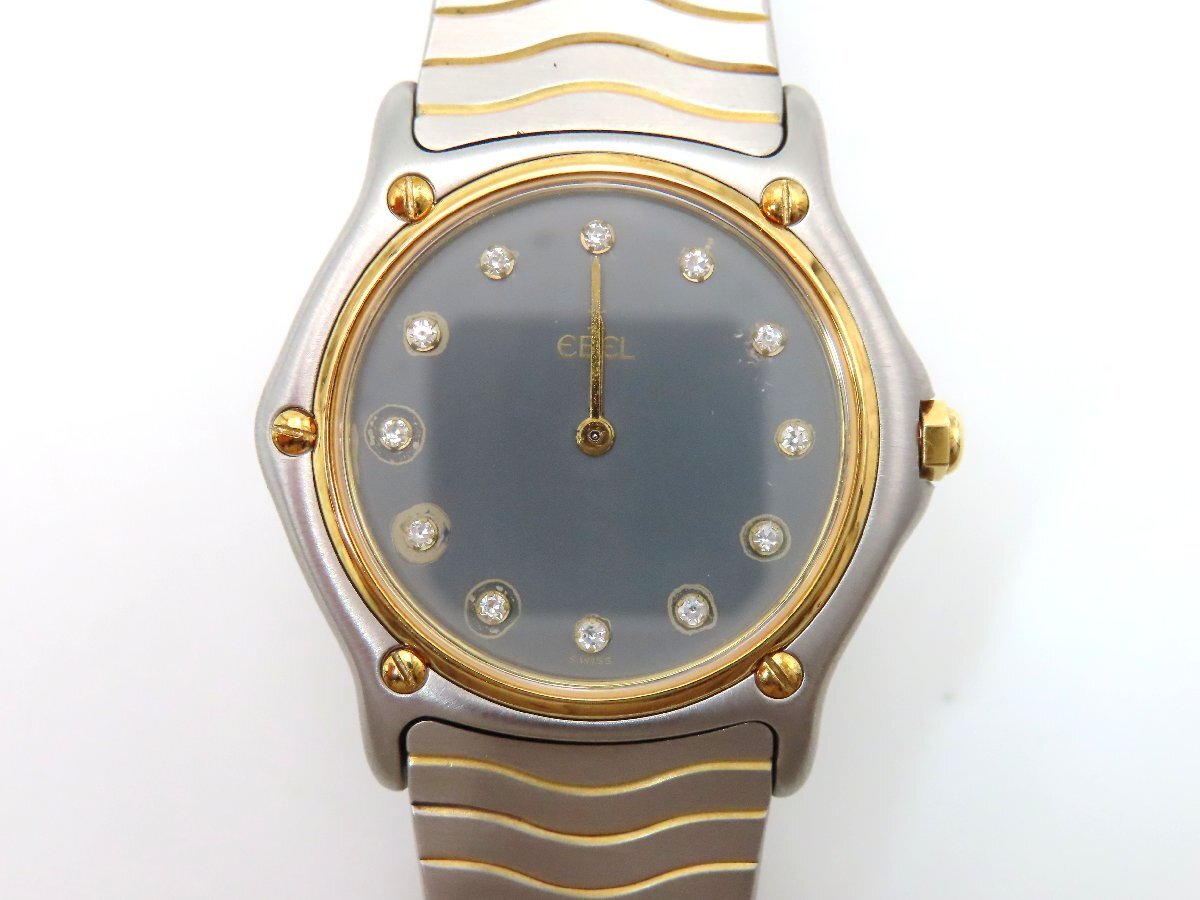 1円 エベル 181909 クラシックウェーブ SS/YG グレー/12PD文字盤 ボーイズ 不動 QZ 28556 EGRP_画像1