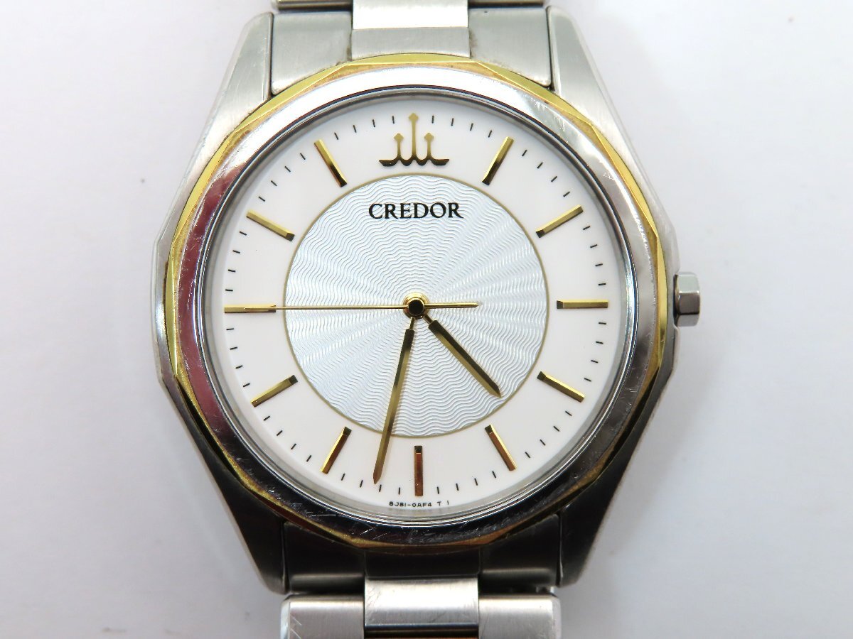 1円 セイコー 8J81-0AF0 クレドール SS/18KT シルバー文字盤 メンズ 稼働 QZ 29260 PHRH_画像1