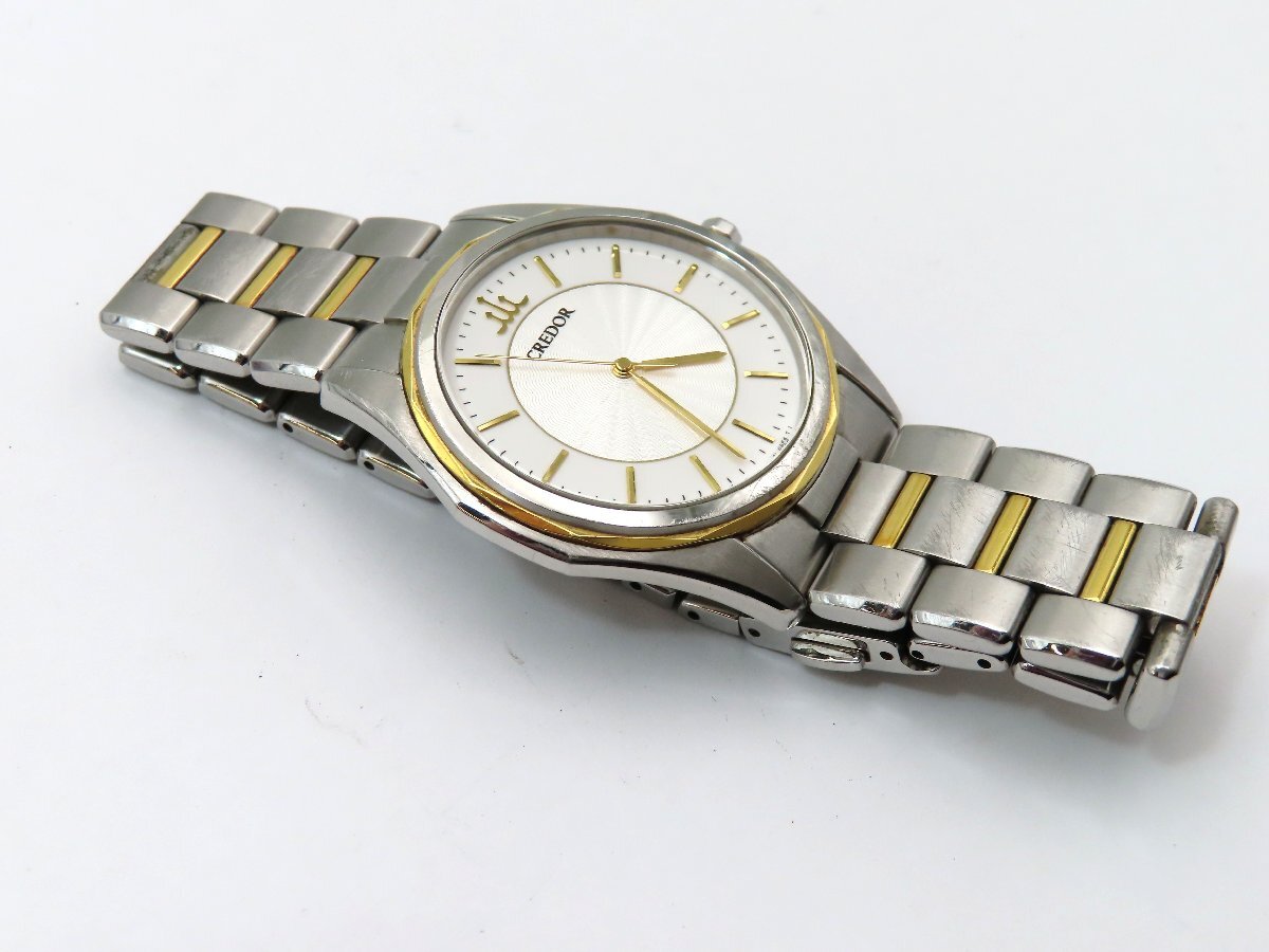 1円 セイコー 8J81-0AF0 クレドール SS/18KT シルバー文字盤 メンズ 稼働 QZ 29260 PHRH_画像3