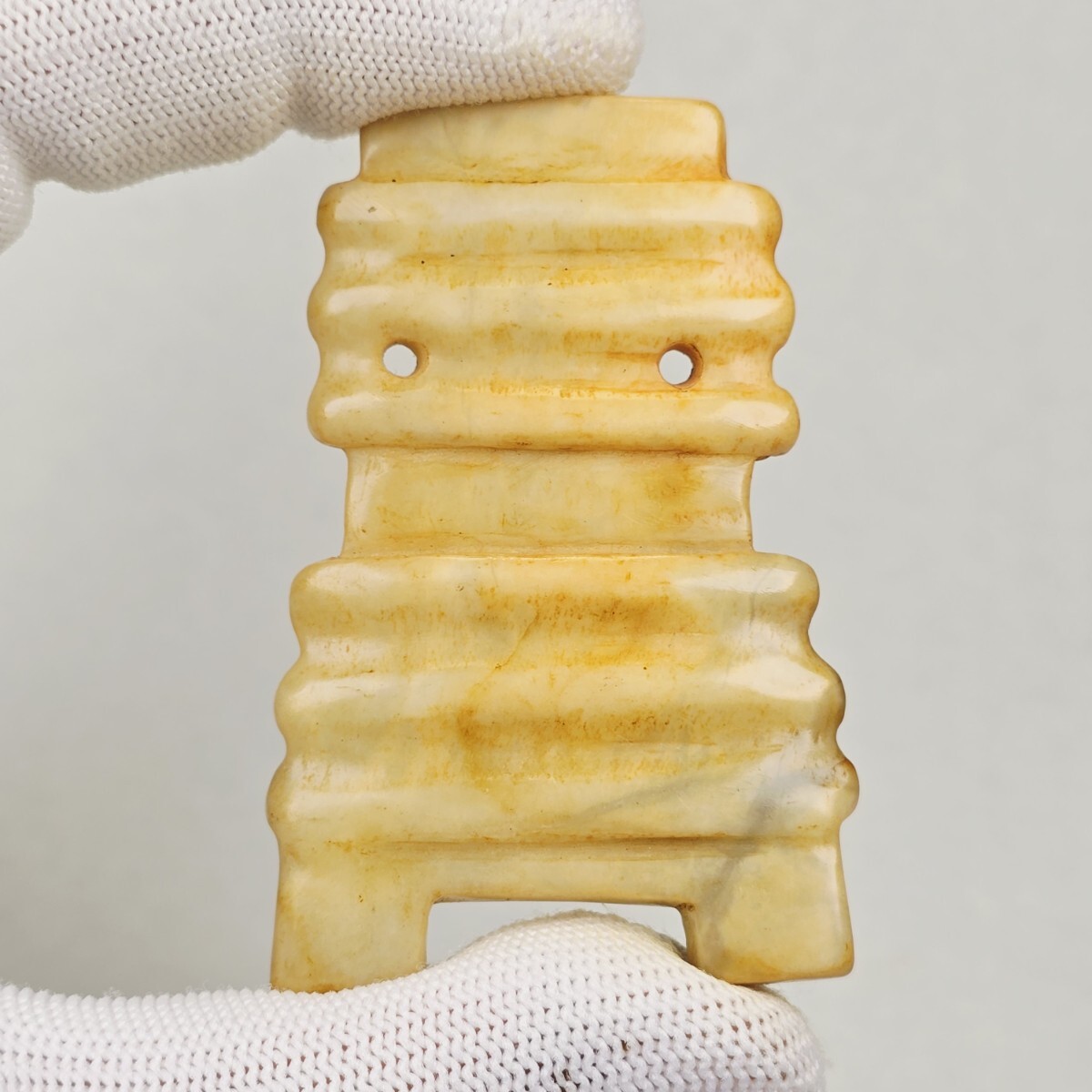 レア 縄文、弥生、古墳、須恵器、透明感質感良い 天然滑石 瑪瑙 琴柱形石器 激安_画像3