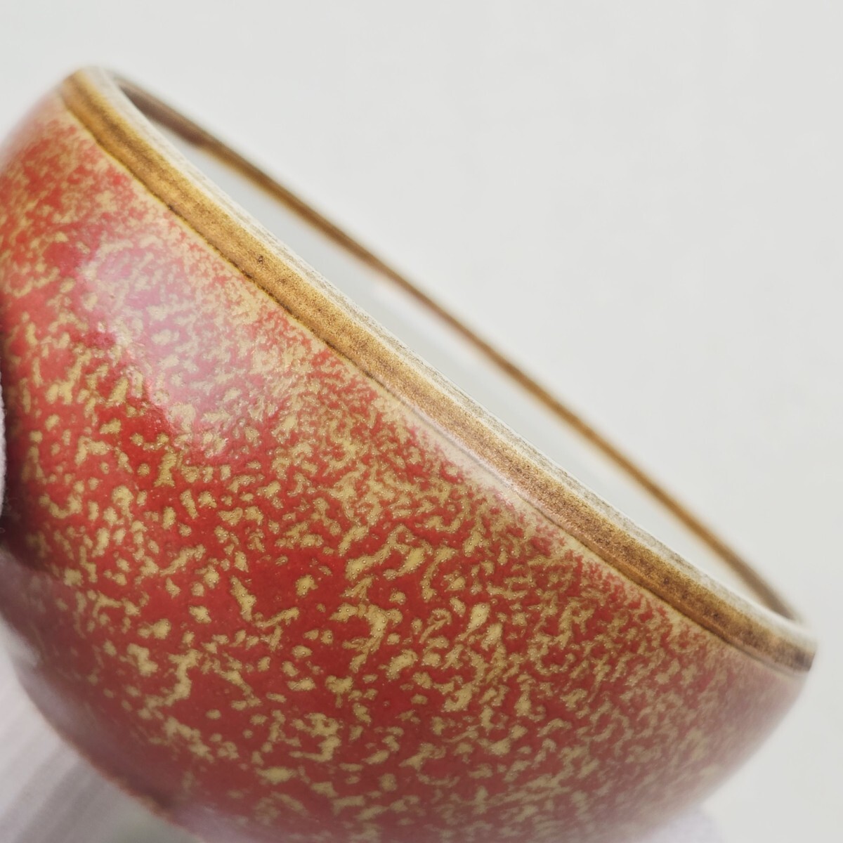 舶来品 中国古磁 文房具 紅釉 円形 水盂 筆洗 水鉢 乾隆在銘 激安_画像9