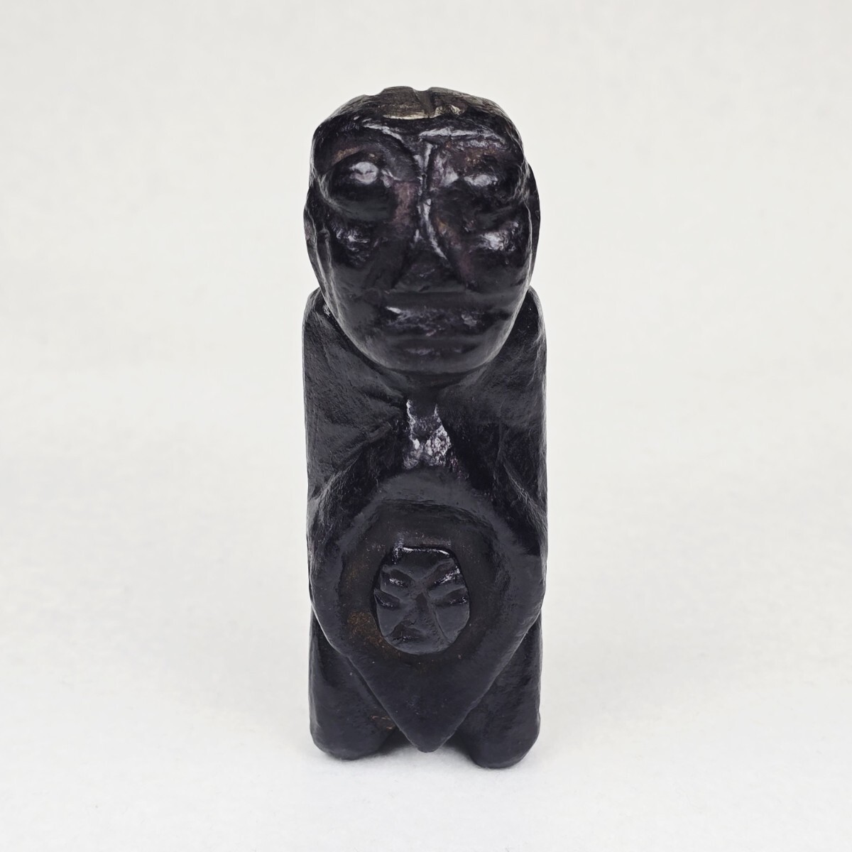 高古石器 黒曜石 高磁性 墨玉 手彫 紅山文化女人物像 根付 母系時代 生殖崇拝_画像5