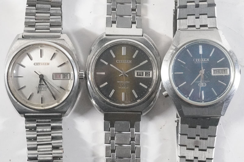1円~【L76】CITIZEN/シチズン コスモトロン 4-790600TA/セブンスター V2 4-770561/レオパール 4-720407 自動巻き メンズ 腕時計 まとめ3点_画像1