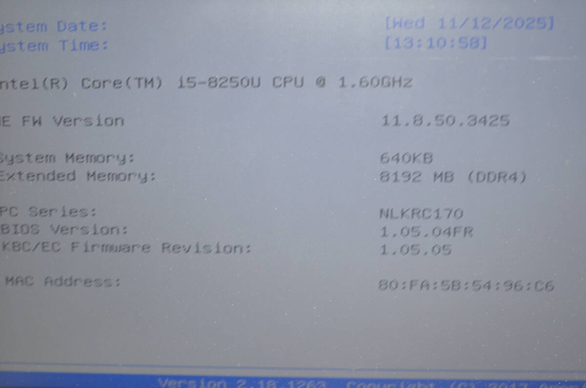 【ジャンク品】ノートPC FRONTIER NLKRC170 core i5-8250U メモリ8GB ノートパソコン_画像3