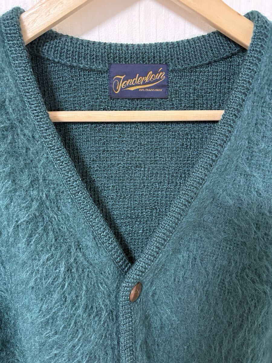 TENDERLOIN テンダーロイン T-MOHAIR CARDIGAN モヘアカーディガン エメラルドグリーン サイズ S_画像2