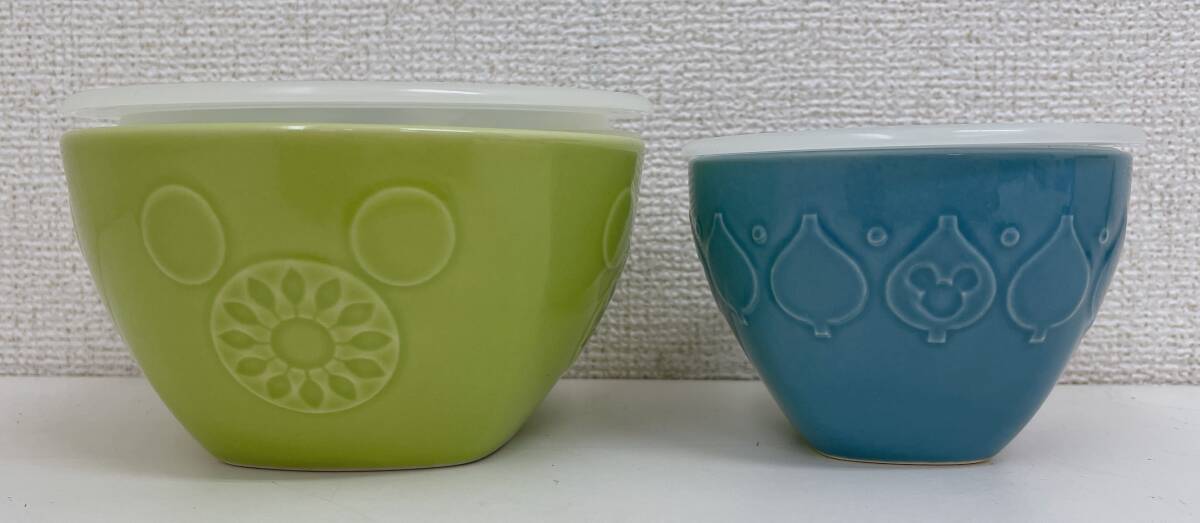 【ディズニーのレンジ蓋付き、耐冷・耐熱食器3点セット★】ホワイト/グリーン/ブルー/レンジパック/可愛い/料理/A711-019_画像8