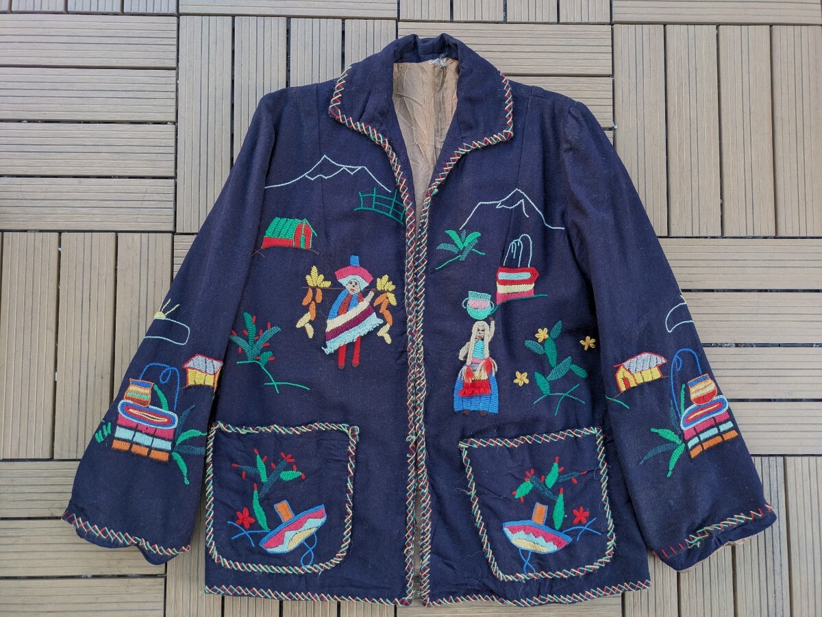 Vintage Mexican Jacket ヴィンテージ メキシカン ウール ジャケット 刺繍 ビンテージ 古着_画像1