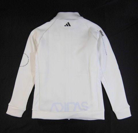 K木11514新品▼ アディダス ゴルフ 【XXL】白系 ジップアップジャケット adidas Golf ブルゾン フルジップジャケット ダンボールニット素材_画像3