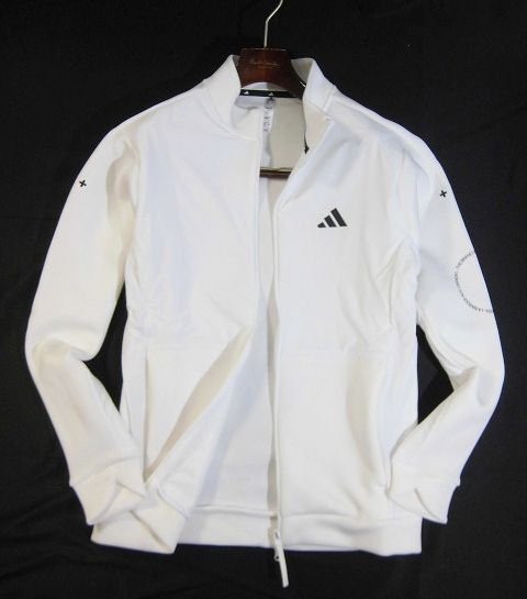 K木11514新品▼ アディダス ゴルフ 【XXL】白系 ジップアップジャケット adidas Golf ブルゾン フルジップジャケット ダンボールニット素材_画像1