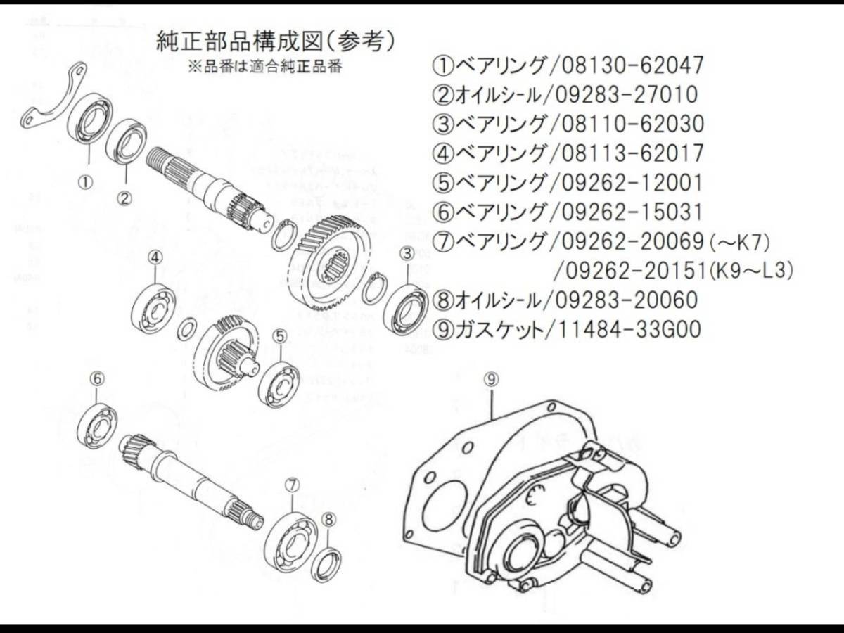 ミッションベアリング アドレスV125G アドレスV125S (CF46A/CF4EA/CF4MA) ファイナルギア 異音 ゴロゴロ 駆動駆動系オーバーホールキット_画像3
