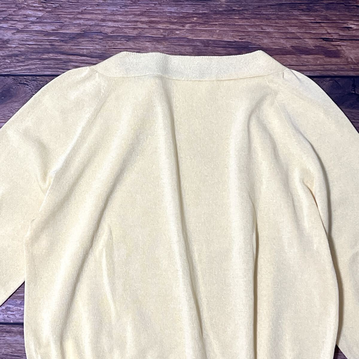 MICHEL KLEIN ミッシェルクラン ニット カットソー レディース トップス 七分袖 7分袖 薄手 ボートネック 無地 カジュアル イエロー 38 M_画像6