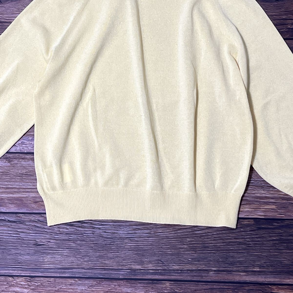 MICHEL KLEIN ミッシェルクラン ニット カットソー レディース トップス 七分袖 7分袖 薄手 ボートネック 無地 カジュアル イエロー 38 M_画像7