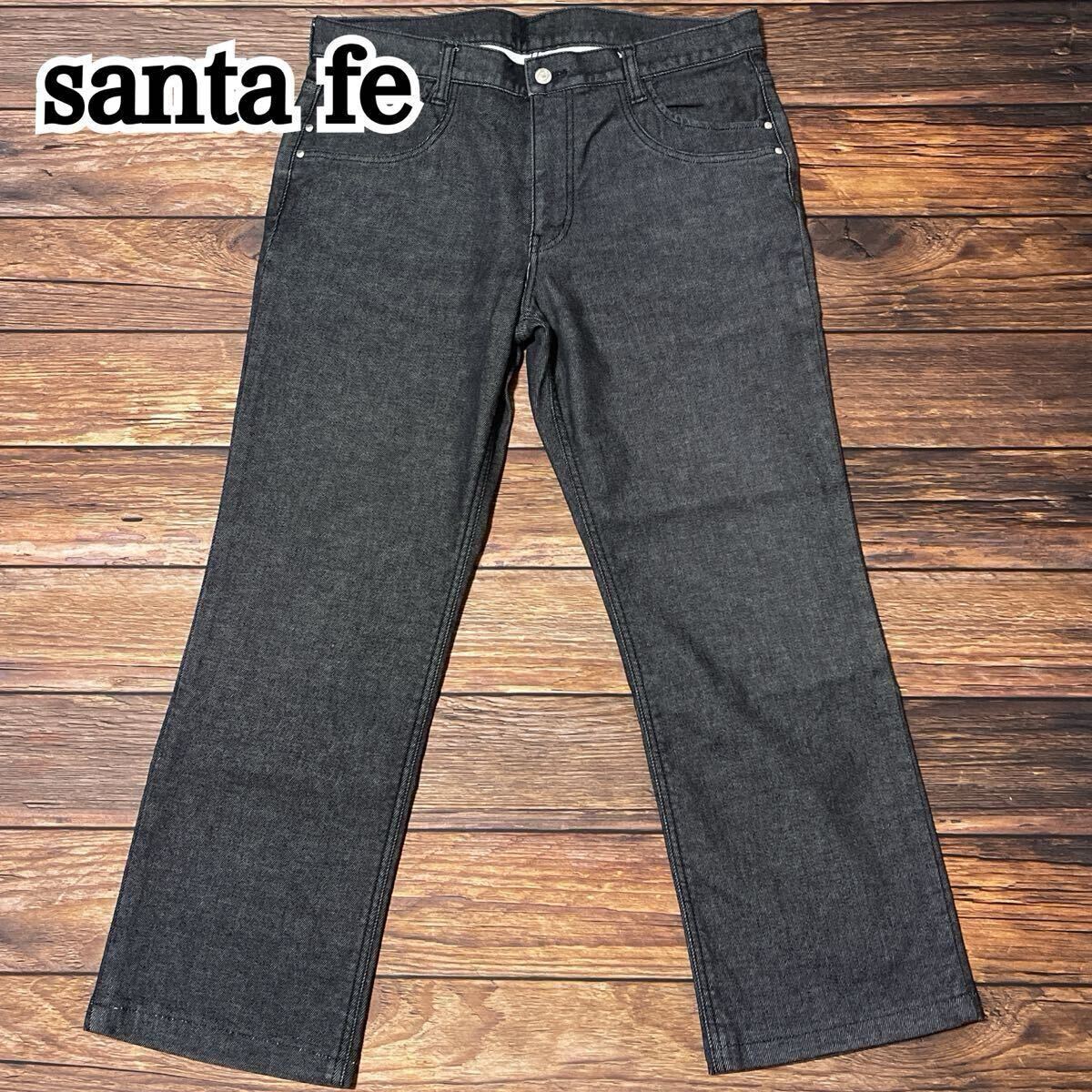 santa fe サンタフェ デニム ジーンズ ジーパン メンズ ボトムス コットン ストレッチ ロゴ入り カジュアル 通勤 ブラック サイズ35 XL_画像1