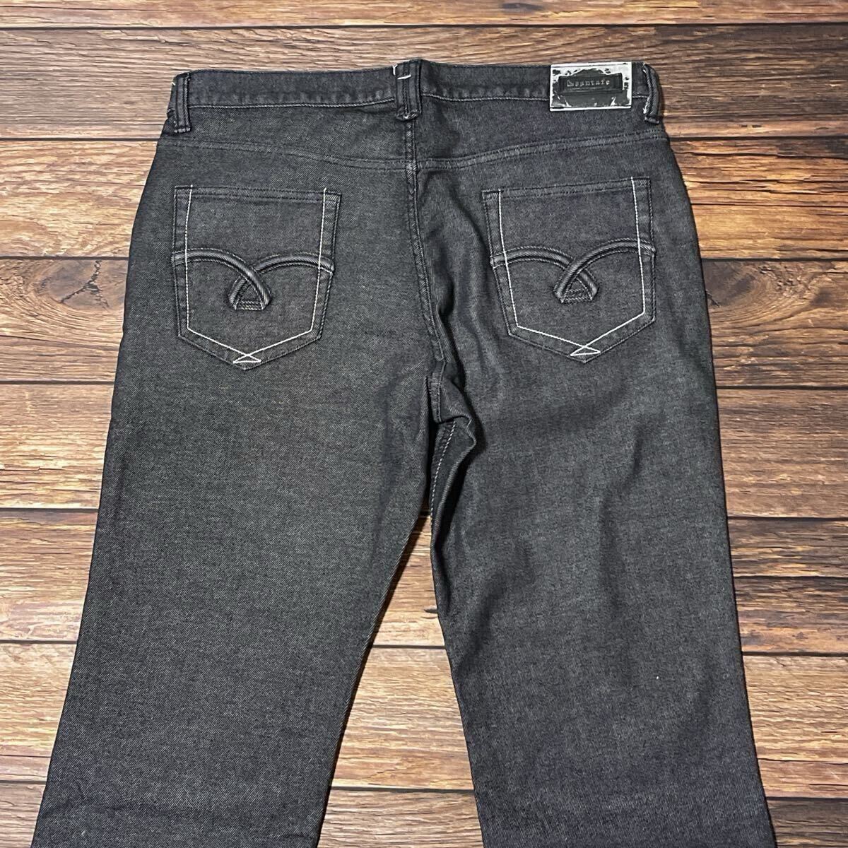 santa fe サンタフェ デニム ジーンズ ジーパン メンズ ボトムス コットン ストレッチ ロゴ入り カジュアル 通勤 ブラック サイズ35 XL_画像6