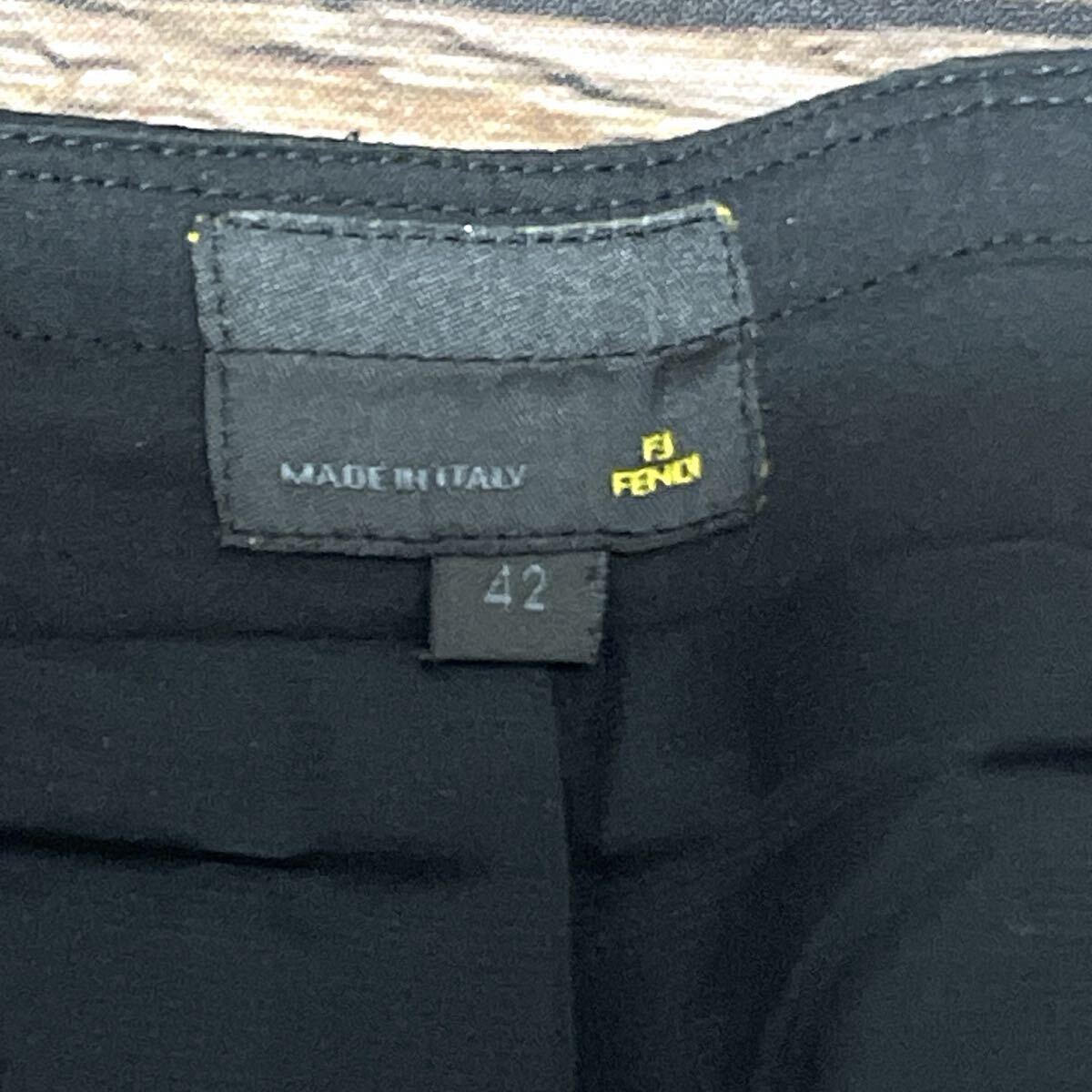 FENDI フェンディ パンツ スラックス ストレートパンツ レディース ボトムス 無地 イタリア製 ビジネス 通勤 通学 ブラック サイズ42 L_画像9