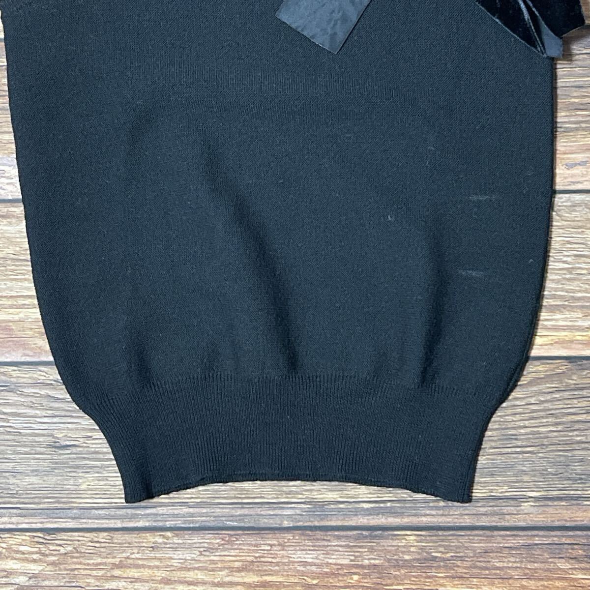 EMPORIO ARMANI エンポリオアルマーニ ニット ノースリーブニット レディース トップス イタリア製 ウール ボウタイ付 ブラック サイズ38 M_画像5