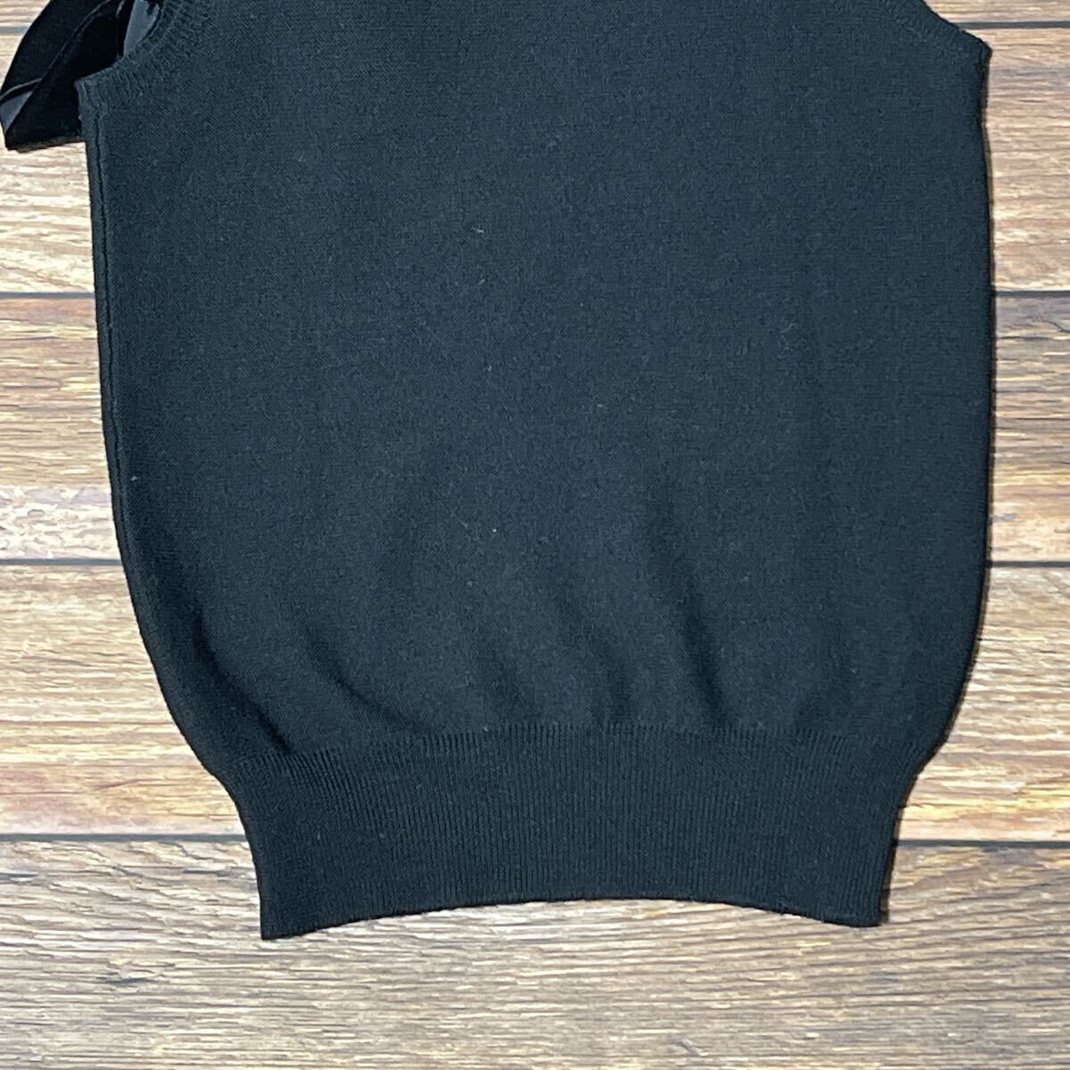 EMPORIO ARMANI エンポリオアルマーニ ニット ノースリーブニット レディース トップス イタリア製 ウール ボウタイ付 ブラック サイズ38 M_画像8