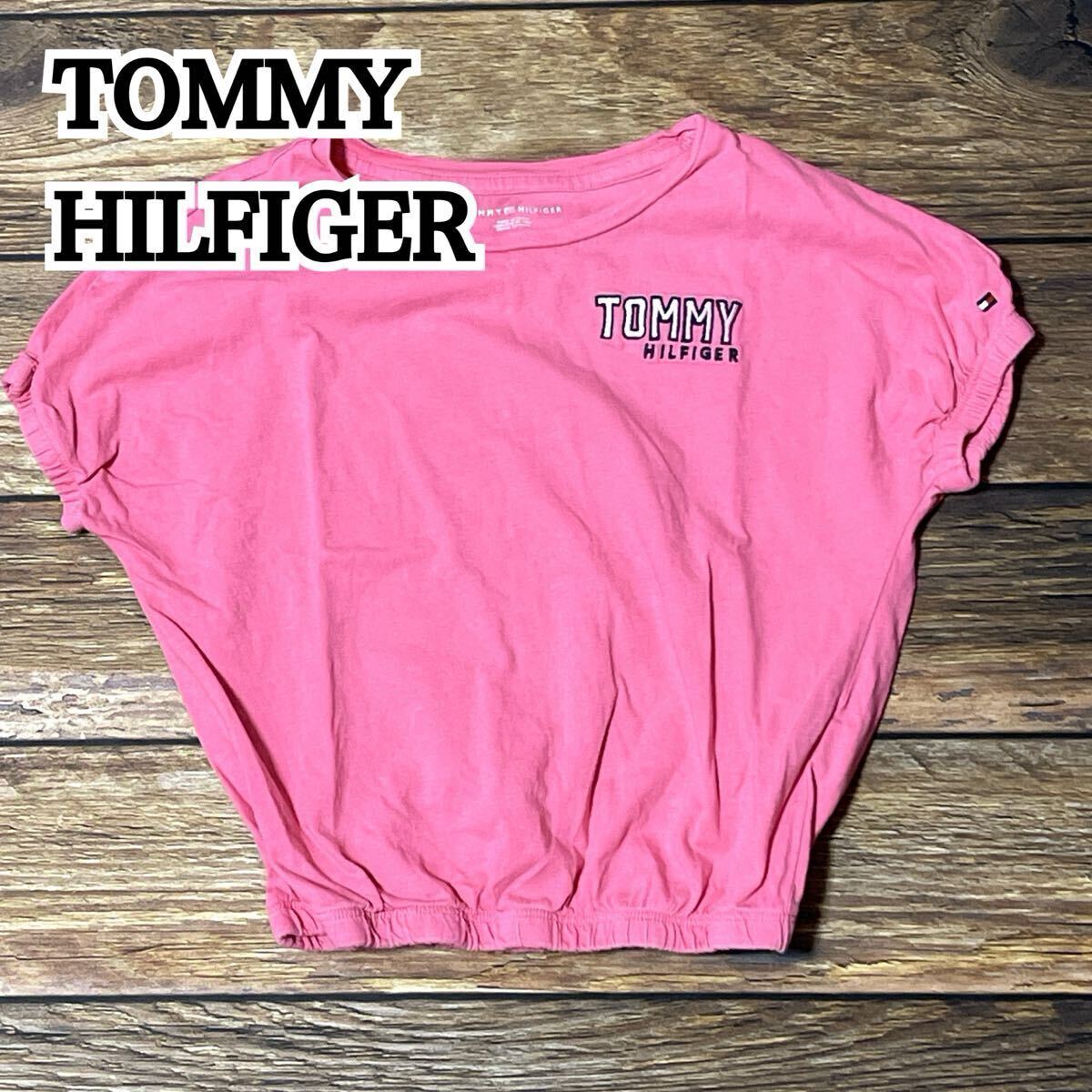 TOMMY HILFIGER トミーヒルフィガー 半袖Tシャツ Tシャツ ガールズ 女の子用 子供服 ロゴ刺繍 カジュアル 春夏 ピンク サイズS/P 110cm _画像1
