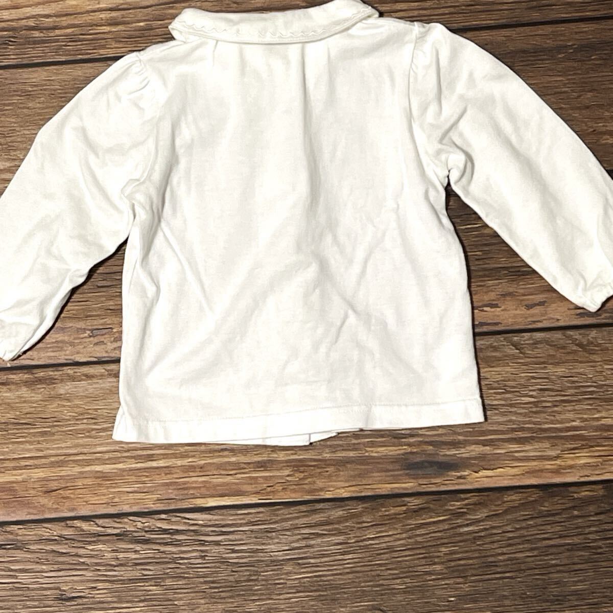 familiar ファミリア ブラウス シャツ 女の子用 子供服 ベビー服 長袖 コットン 日本製 ボタンダウン 無地 刺繍入り ホワイト サイズ80_画像8