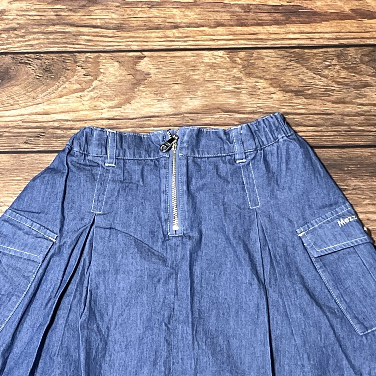 mezzo piano メゾピアノ キュロット スカンツ ショートパンツ パンツ 女の子用 ガールズ キッズ コットン ロゴ刺繍 春夏 ブルー サイズ140_画像7