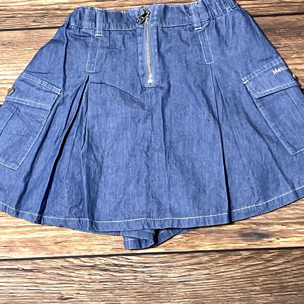 mezzo piano メゾピアノ キュロット スカンツ ショートパンツ パンツ 女の子用 ガールズ キッズ コットン ロゴ刺繍 春夏 ブルー サイズ140_画像8