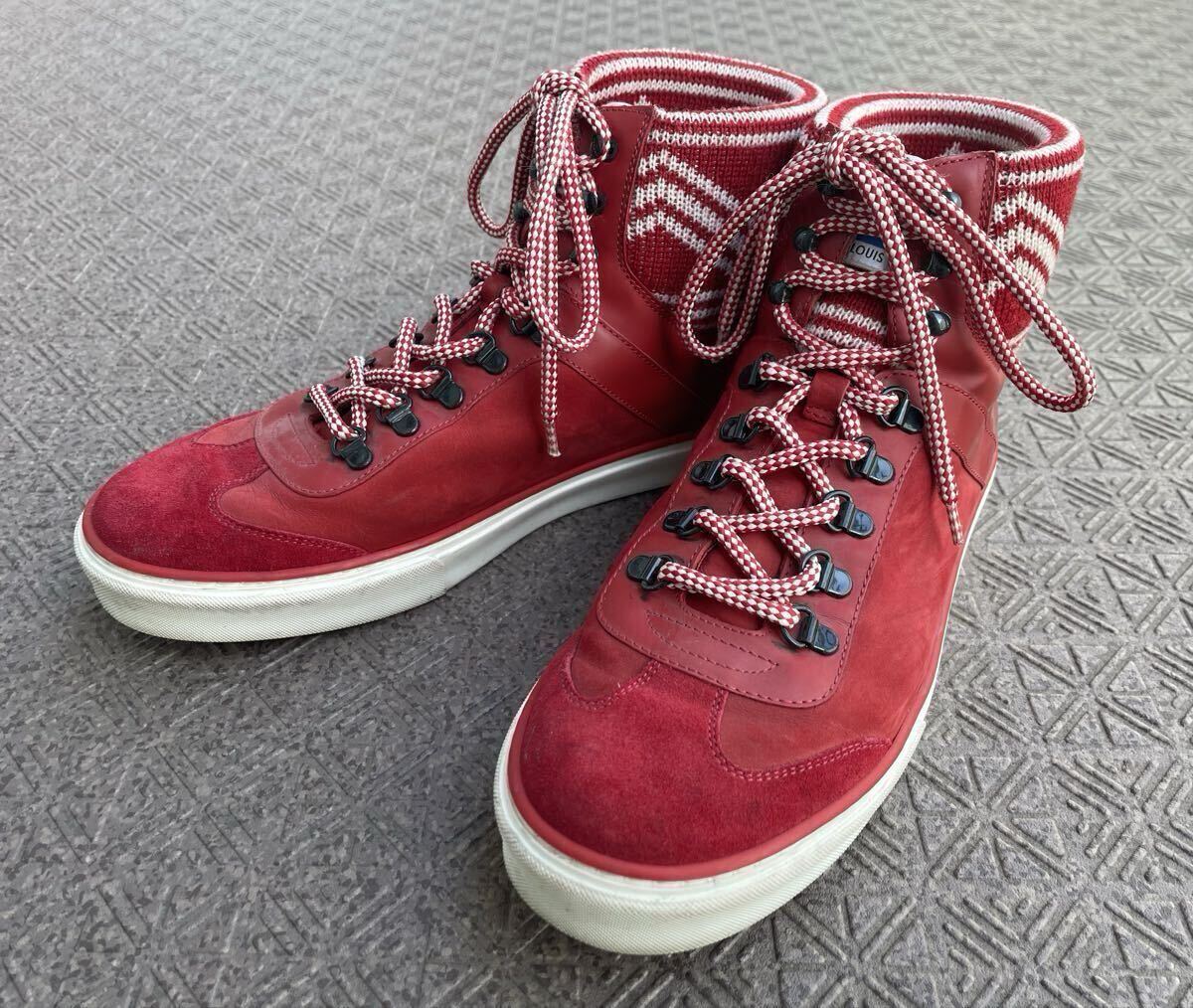 LOUIS VUITTON ルイヴィトン LV ハイカット スニーカー 靴 シューズ メンズ 7 レッド_画像1