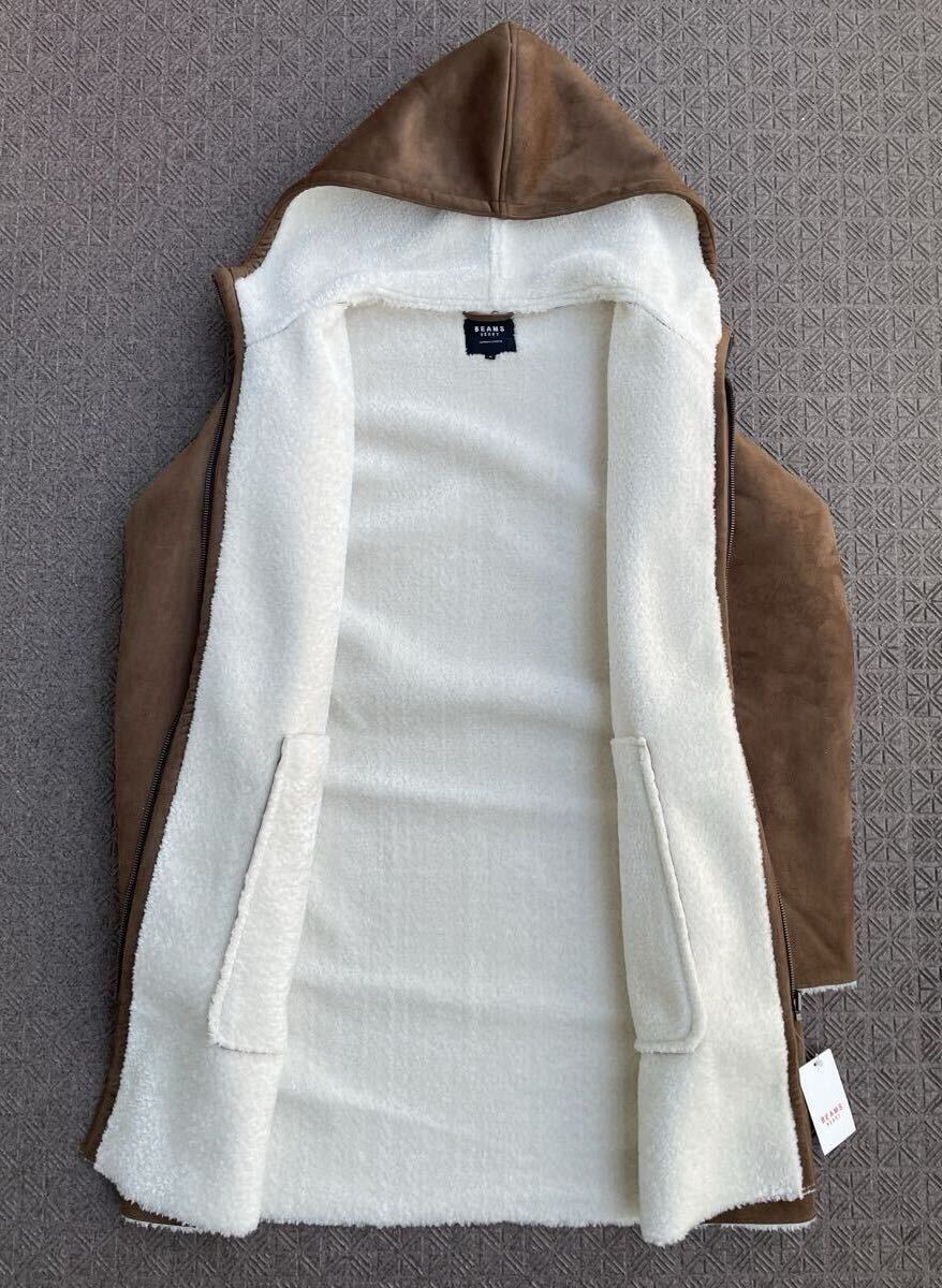 BEAMS HEART ビームス ムートンコート ロングコート アウター 上着 メンズ M フード_画像3