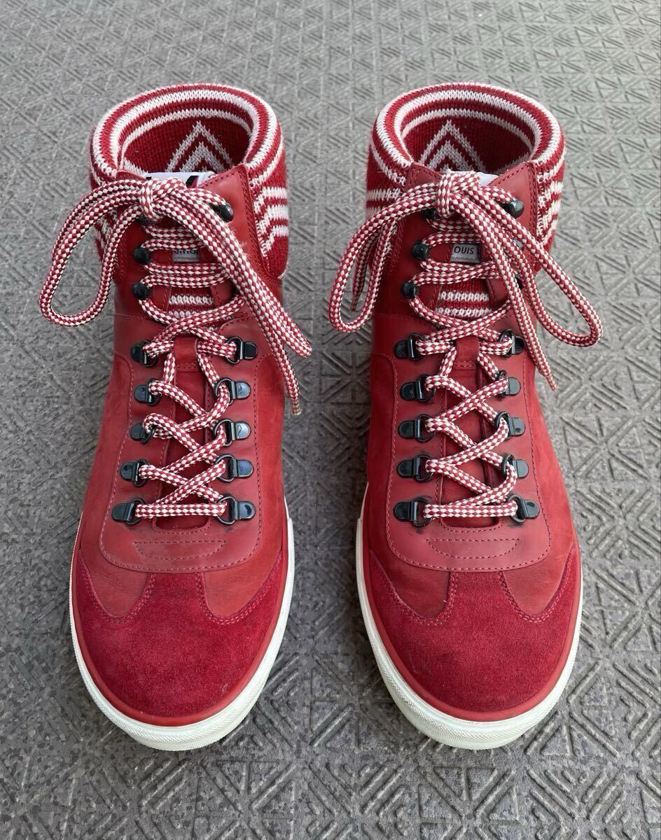 LOUIS VUITTON ルイヴィトン LV ハイカット スニーカー 靴 シューズ メンズ 7 レッド_画像2