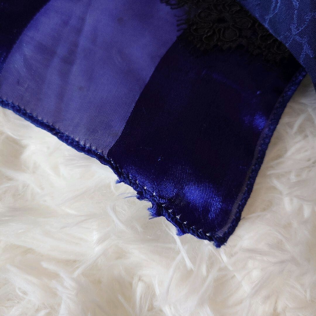 sacai　サカイ　総柄　アシンメトリー　パッチワーク　ロング　スカート　レース　ラップ風　クレイジーパターン　変形　ブルー_画像7