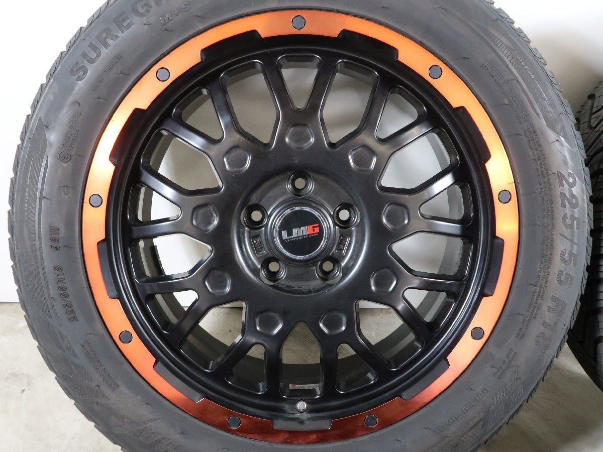 フォレスター レイバック ZR-V 等 4本 LMG 18インチ ホイール 7.5J+48 5H PCD114.3 オールシーズン GRIPMAX SUREGRIP A/S 2023年 225/55R18_画像2