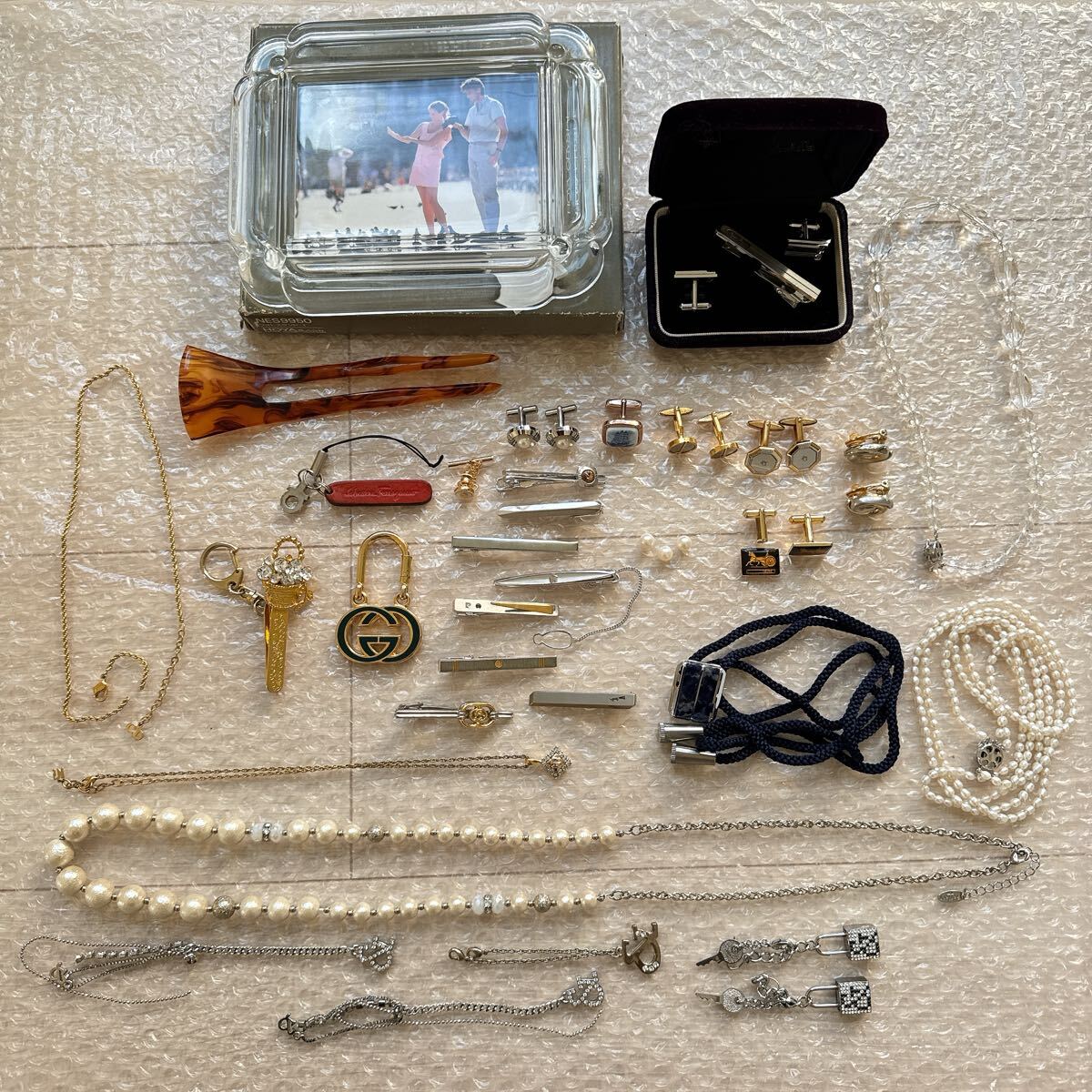 【1円スタート】 まとめ売り グッチ ディオール セリーヌ アクセサリー パール ネックレス イヤリング タイピン セット ブランド SV刻印_画像1
