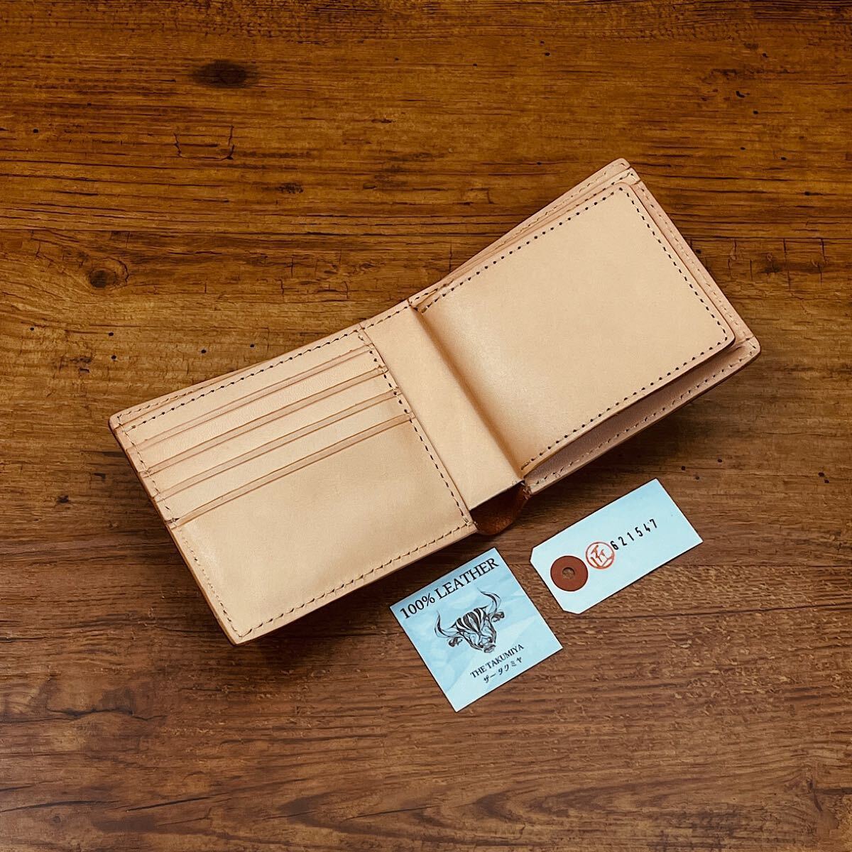 二つ折り財布 イタリア産マットーネレザー メンズ 財布 長財布 ハンドメイド 男性 ロングウォレット 送料無料 本革 牛革 送料無料 新品_画像5