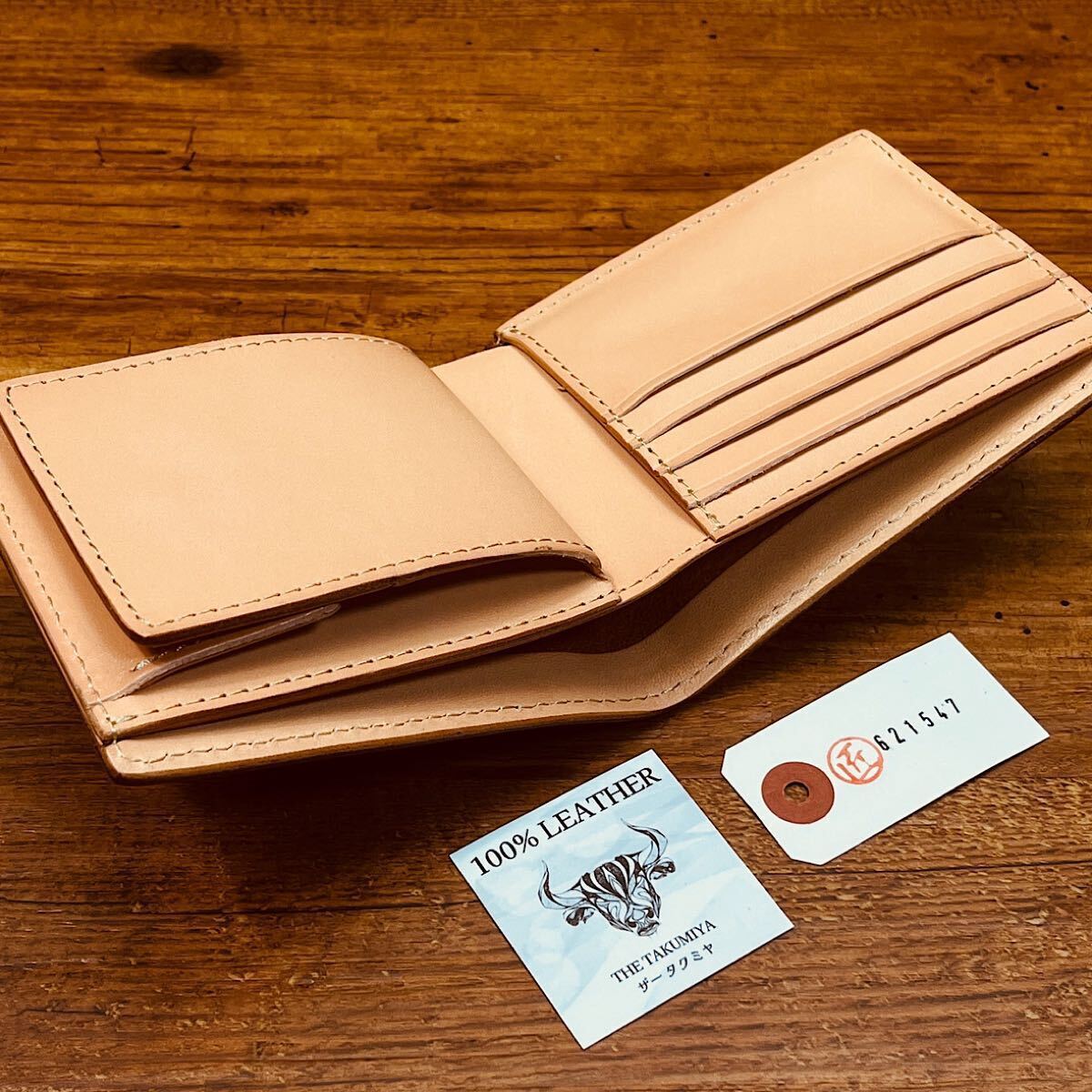 二つ折り財布 イタリア産マットーネレザー メンズ 財布 長財布 ハンドメイド 男性 ロングウォレット 送料無料 本革 牛革 送料無料 新品_画像6