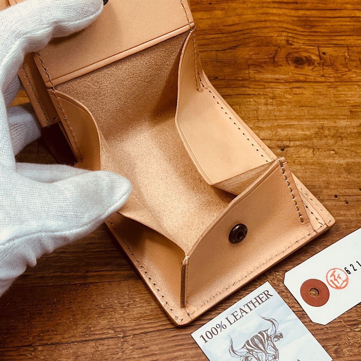 二つ折り財布 イタリア産マットーネレザー メンズ 財布 長財布 ハンドメイド 男性 ロングウォレット 送料無料 本革 牛革 送料無料 新品_画像7