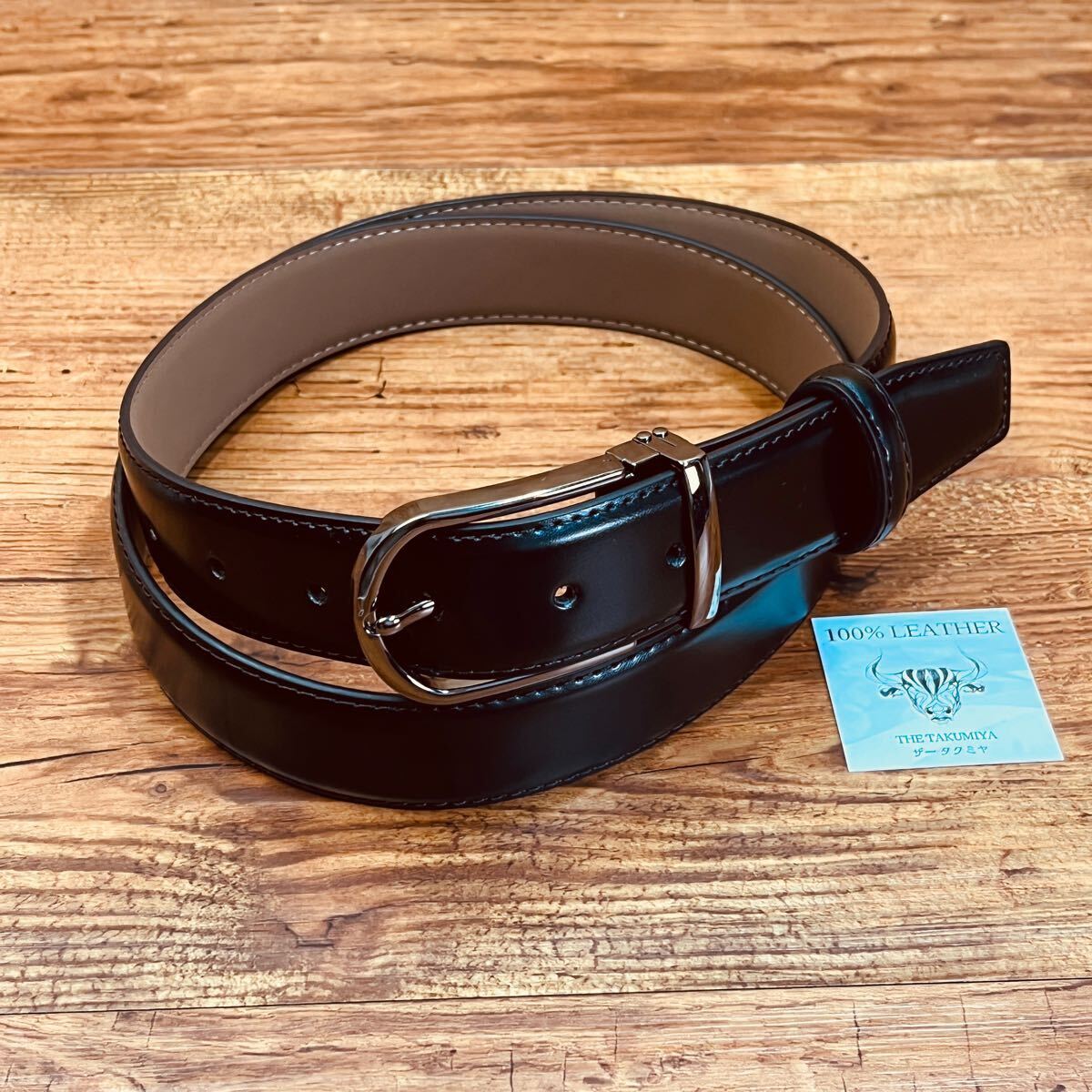 黒 牛革 調整可 イタリアンレザー フリーサイズ カジュアル メンズ ベルト ビジネス 紳士 スーツ 新品 本革 一円　1円_画像2