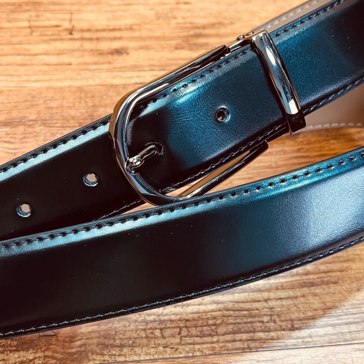 黒 牛革 調整可 イタリアンレザー フリーサイズ カジュアル メンズ ベルト ビジネス 紳士 スーツ 新品 本革 一円　1円_画像4