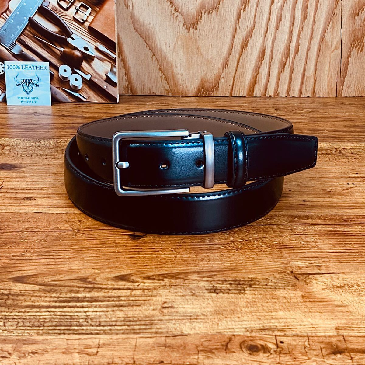 牛革 調整可 イタリアンレザー フリーサイズ カジュアル メンズ ベルト ビジネス 紳士 スーツ 新品 本革 一円　1円　ブラック　黒_画像1