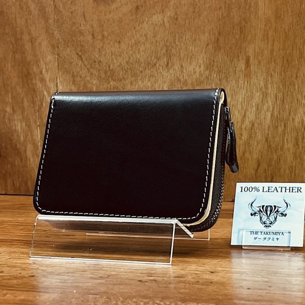 メンズ 財布 二つ折り財布 長財布 本革 財布 送料無料 1円 ウォレット 紳士 ヌメ革 1円 折り財布 艶 ヌメ革 新品 男性 黒 サイフ_画像1