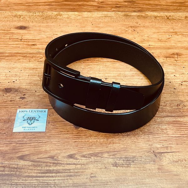 牛革 イタリアンレザー ベルト フリーサイズ カジュアル メンズ ベルト ビジネス 紳士 スーツ 新品 1円 一円 バックル ブラック_画像3