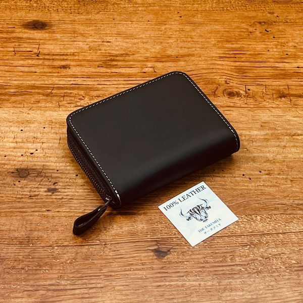 コンパクト財布 折り財布 カードケース イタリアンレザー メンズ 財布 男性 ミニ財布 新品 送料無料 1円 本革 革財布 ナポレオンカーフ 黒_画像4